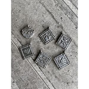 Pendants Lot of 6 Pewter Tone Fashion Vintage